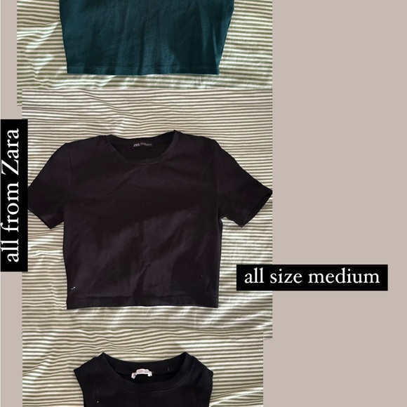 Zara Black and Green Crop Tops - Size Medium - Picture 1 of 1